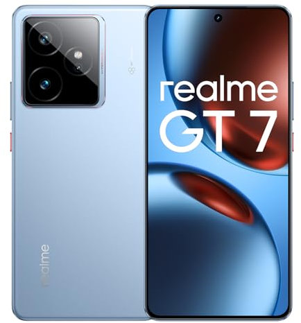 realme GT7 5G Smartphone con Dimensity 9400e Flagship Chipset, 50MP IMX906 OIS Camera, 7000mAh Titan Battery, 120W Fast Charge, 6000nits Pro-Esports Display, IP69, Android 15, 12+512GB - Azul