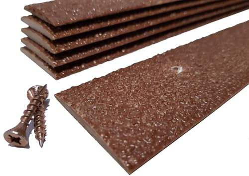 Strisce antiscivolo per terrazze in poliestere rinforzato con fibra di vetro, 5 pezzi (50 mm x 400 mm) | Gradini antiscivolo per terrazze in legno e legno | Strisce di gomma esterne per evitare