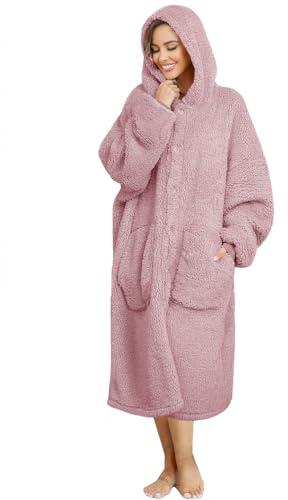 ililmmoe Coperta con cappuccio in pile per donne e uomini, super calda e accogliente, grande coperta portatile, abbigliamento da casa, spessi mantelli in pile svolazzanti, Taglia unica