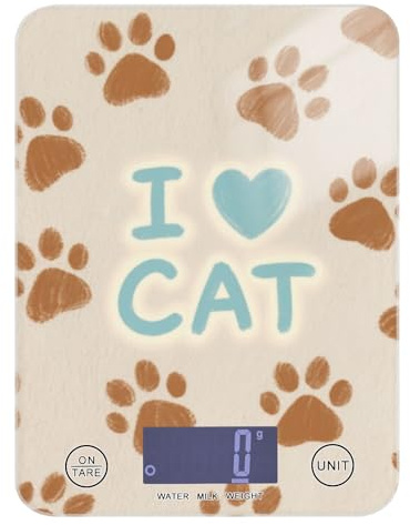 I Love Cats Paw Bilancia alimentare bariatrica 5 kg/5 g, display LCD digitale bilancia da cucina con 4 unità per perdita di peso Keto Espresso báscula para pesar Personas