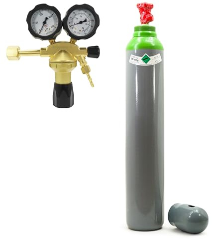 Argon Gasflasche Schutzgasflasche Argon 10L MIX Ar/CO2 mit Druckminderer Argon - Gefüllte Schutzgasflasche 200 Bar + Druckminderer Ar/CO2 Typ GCE 24 l/min BestSchweissen.de für TIG MIG MAG Schweißen