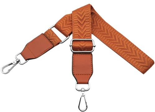 Taschengurte zum Wechseln Schultergurt für Taschen Breit 3.8 cm mit Silber Karabiner Handtaschengurte Leder Schulterriemen für Handtaschen Damen, Umhängetasche, Orange, U2-05