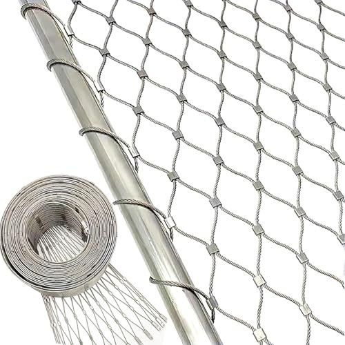 304 Edelstahl-Seilnetz, 0.8x2m Maschendrahtzaun Flexibles Seil-Geländer-Netz, 304 Edelstahl-Seilgeflecht für Fußballplatz Zoo-Balkon Sicherheitsseilnetze Weidezaunlitze Wire Mesh 31.5x78.7in