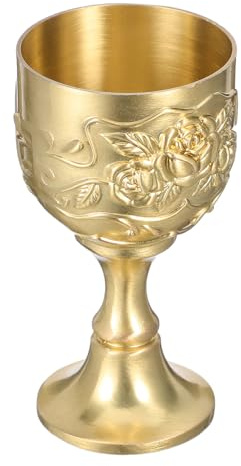 VALICLUD Calice Vintage Métal pour Whisky et Vin Gobelet Médiéval Décoratif avec Pied Haut Coupe Rétro pour Cérémonies et Dégustations