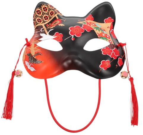 BESPORTBLE Masque de cosplay japonais pour chat - Demi-masque pour Halloween peint à la main - Pour bal masqué, fête et accessoire de scène