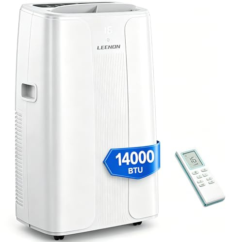LEENON 14000 BTU Klimaanlage Mobil Klimagerät, 4 in 1 Kühlen Entfeuchten Lüftermodus Schlafmodus, Mobile Klima mit Abluftschlauch, Fernbedienung/24h Timer, Auto-Swing Air Conditioner, Für bis 50m²