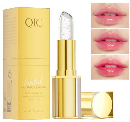 QIC Color Changing Lipstick, Temperature Lip Balm, Rouge à lèvres feuille d’argent，Rouge à lèvres à couleur changeante, baume à lèvres hydratant