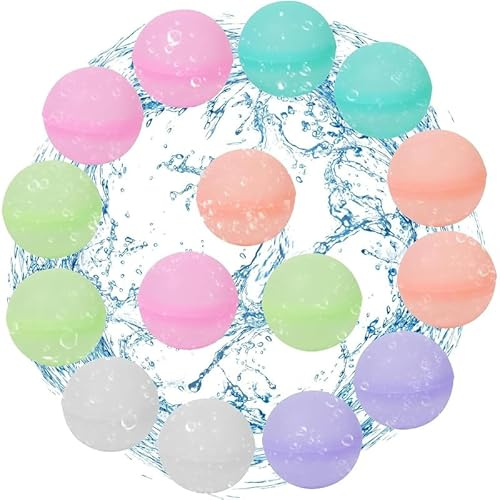 Wasserbomben Wiederverwendbar,18 Wasserballons Wiederverwendbar,Schnell Befüllbare Silikon Wasserball,Wasserbomben Selbstschließend,Schnellfüller Wasserbombens Silikon Spritzbälle für Kinder Erwachsen