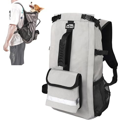 Dog Backpack Carrier for Small and Medium Dogs with Detachable Waist Bag（M） | 4-layer safety design with padded shoulder straps, breathable mesh and storage pockets for travel and hiking