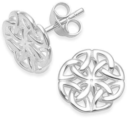 Sterling Silver Celtic Earring: SIZE: 10mm. Gift Boxed - Round Celtic stud earrings. 5428/B41HN