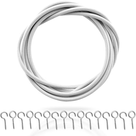 G4GADGET 3M Net Curtain Wire with 8 Hooks & 8 Eyes – Strong and Flexible Curtain Hanging Kit for Net Curtains, Windows, Doorways, Wardrobes & Home Use – Easy Installation & Secure Fit