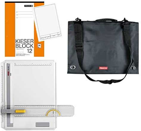 Wegmann Aristo Geo-Board - Tablero de dibujo (A4, plástico resistente, incluye triángulo de escritura rápido, con bolsa de transporte para tablero de dibujo DIN A4), color negro y rojo