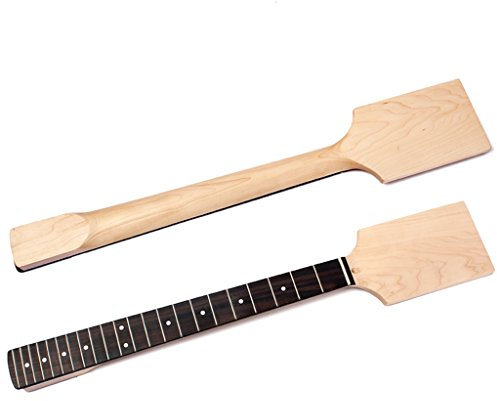 Alnicov Unlackierter Gitarrenhals aus Ahornholz, Kopfplatte mit 22 Bünden für E-Gitarre, Ersatzteil, weiße Punkte