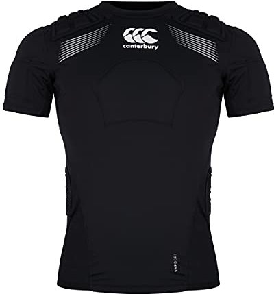 Canterbury Gilet da rugby professionale unisex per adulti, protegge petto e spalle, traspirante, leggero e flessibile, nero/bianco/argento, L