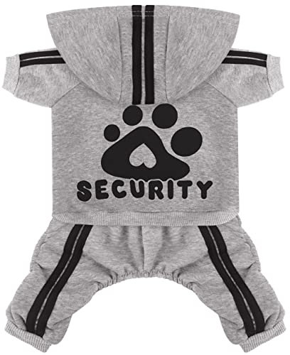 Otunrues Hunde-Kapuzenpullover, Hundebekleidung, Pullover mit 4 Beinen, Fleece-Sweatshirt, Sicherheitsmuster, Hunde-Outfit, Wintermantel, Baumwolle, Welpen, Kapuzenpullover, Bekleidung (Grau, XXS)