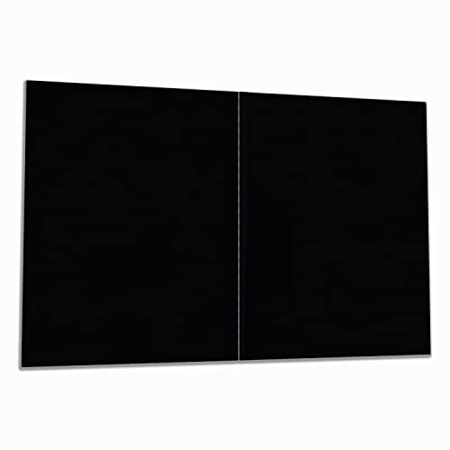Wallario Herdabdeckplatte/Spritzschutz aus Glas, 2-teilig, 80x52cm mit 13 mm hohen Füßen, für Ceran- und Induktionsherde, Schwarz