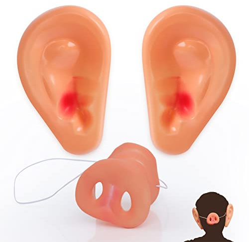 Yisscen Schweinsnase lustige Dekoration, 2Pcs Halloween Schweineohren, Schweinenase Mit Gummiband, Maske Schweinenase für Party dekoration Halloween Tragen Ohren Zubehör, Kind-lustige Geschenke