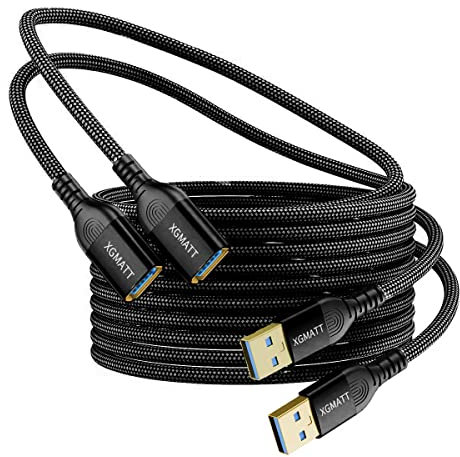 XGMATT USB 3.0 Extension Cable (3M-2pack), USB Type A Male to Female 5Gbps Data Sync USB Extender Cord Compatible with Printer, Scanner, Keyboard,HTC Vive,Card Reader,Camera, Oculus Rift,PS VR,Black
