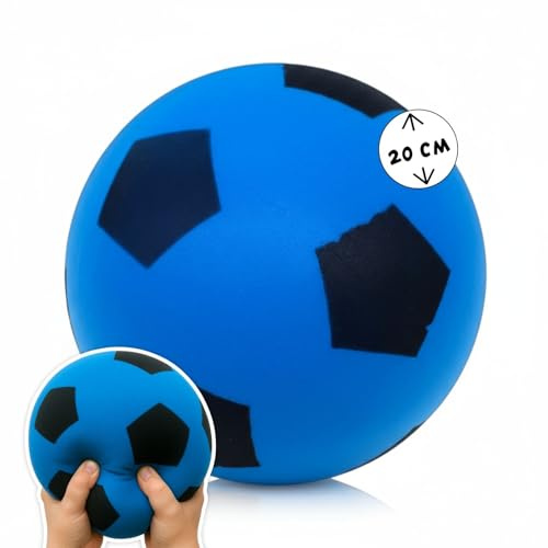 alldoro 63105 Schaumstoffball Blau, Ø 20 cm, extra weicher Softball, Fußball für Kinder ab 0 Jahren, leise & leicht, Ball für Indoor & Outdoor
