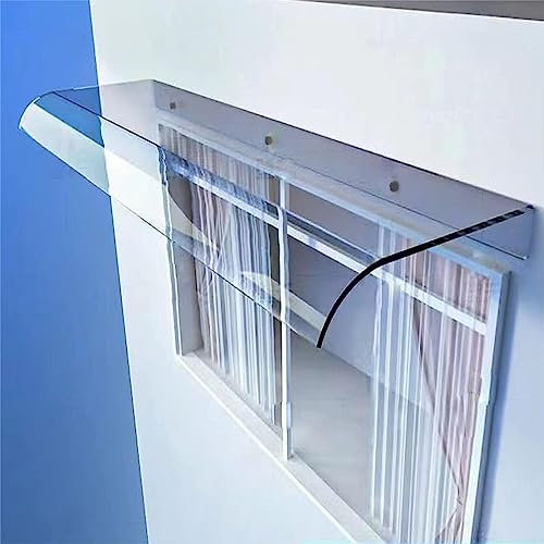 auvent marquise porte d'entree moderne, auvent fenetre extérieur, anti-UV Auvent Marquise Polycarbonate, Auvent de Porte Arrière transparent Voûté, Auvent de Véranda coupe-vent,50x320cm/20''x126''