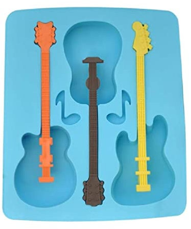 Labstandard Moules à sucettes glacées, moule à sucettes glacées pour bébé, 3 cavités, guitare, 6 cavités, bac à glaçons en silicone avec couvercle, moules à sucettes glacées, moules à gâteaux à