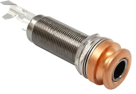 LifCratms 1/4(6.35mm) Guitar End Pin Output Jack, Copper Metal Threaded Stereo Output Jack Socket for Electric Guitar Bass