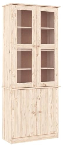 vidaXL Vetrina Alta 77x35x186,5 cm in Legno Massello di Pino