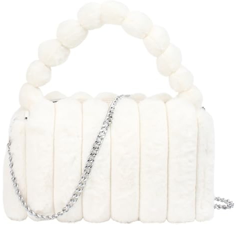Meliyya Damen Fellimitat Schultertasche Plüsch Umhängetasche Flauschige Handtasche mit PU Schultergurt