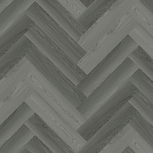 Dark Grey Anti-Slip Herringbone Wood Effect Luxury Vinyl Tile, 2.0mm Thick Matte Luxury Vinyl Tile For Commercial & Residential Use, 5 Years Vinyl Tile Warranty,5.0189m² Pack of 80