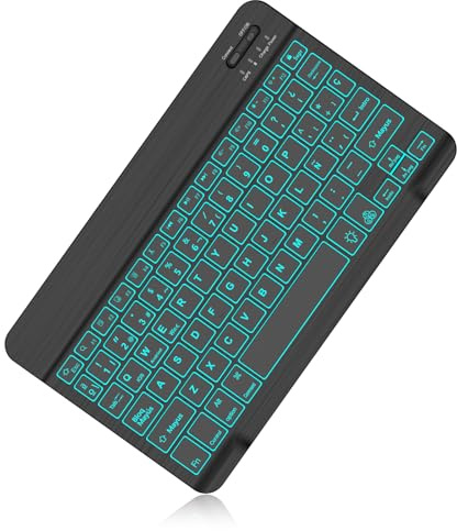 Teclado Bluetooth Inalámbrico Retroiluminados, Teclado Español Ñ Bluetooth Inalámbrico Súper Delgado de para iPad, iPad Pro, iPad Air,Compatible con Android/ Samsung/Huawei/Xiaomi,24*14.6*0.4, Negro