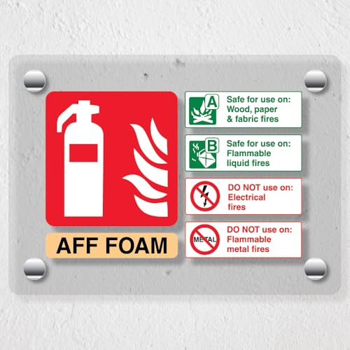 V Safety AFF Foam Fire Extinguisher- 200 x 150 mm - Acrylic Perspex Cast Clear Safety Sign