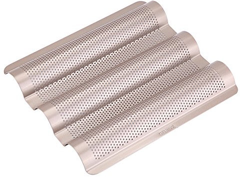 Teglia per Pane Francese da 10 Pollici, Teglia per Baguette Perforata, Cottura Antiaderente a 3 Slot, Teglia per Pane Francese Italiano per Preparare Baguette di Pane Francese