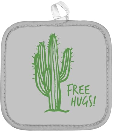 Manique de Cuisine - Cactus Free Hugs - Plante Humour Dessin - (17 x 17 cm)