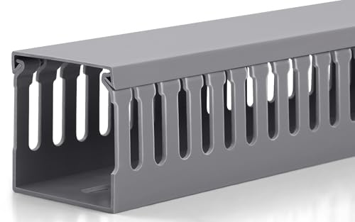 ZhiYo Professioneller Server-Rack-Kabel-Management-Raceway, H5 x B5 cm, elektrisch sicher, PVC, offener Schlitz, für Untertisch-/Computer-/Netzwerkkabel, Grau, 168 cm (4 x 42cm)