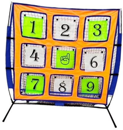 Fenteer Baseball Backstop Net Training Equipment with 9 Pocket Pitcher Portable Supplies Softball Practice Net for Pitching Beginners, with Number Cards