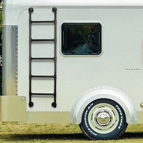 Schwarze Sicherheitstrittleiter für Wohnmobil-Apartmentdecks im Außenbereich, Metallleiter für Etagenbetten aus Eisen, Feuerleiter, langlebige, wandmontierte Kletterleitern für Zuhause(270cm/106in)