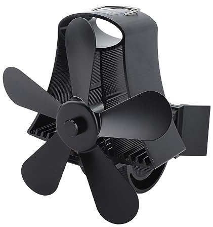 Ghzste 5 Blade Heat Powered Stove Fan, Magnetic Wall Mounted Fireplace Fan for Fireplaces, Wood Stoves with Firewood Stoves (Black)