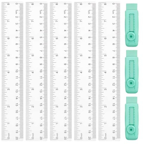 5 Stück Kunststoff Lineal 20cm / 8inch, Transparentes Messlineal aus Kunststoff mit Metrische&Inch-Skala Ruler, Präzision Lineal mit 3 Weiche Radierer, Messwerkzeug für Schulen, Haushalte und Büros