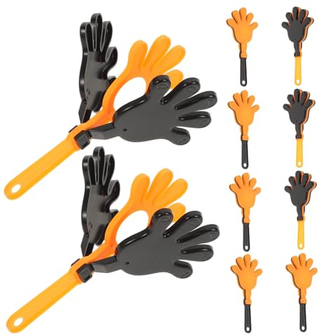 Toyvian 10piezas Juguete De Badajo Aplausos De Plástico De Color Naranja y Negro Para Fiestas Infantiles Juguete Para Hacer Ruido Instrumento Musical Para Animar Eventos y Fiestas