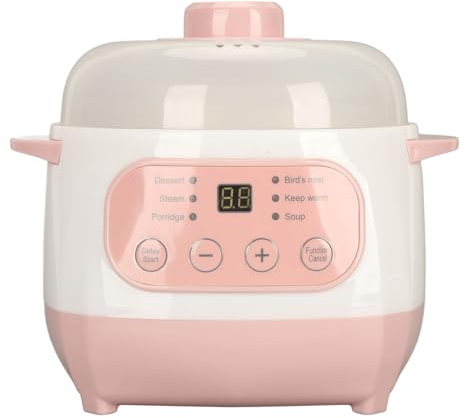Culnflun Pentola Elettrica Per Zuppa, Pentola Per Porridge In Ceramica Da 1 Litro 200 W Pentola Elettrica Intelligente Anti Bruciature A Secco Per Piccole Famiglie Individui Bianco