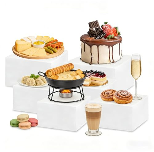 Presentoir Aperitif Buffet Cube, Lot de 6 Presentoir Gateau en Acrylique, Support Gateau polystyrene Supports de Buffet Mariage pour Traiteur, Dessert, Bijoux, Figurines, Bonbons, Aliments
