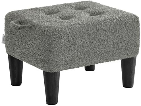 SONGMICS Fußhocker, Fleece, Hocker klein, Dicke Polsterung, bis 150 kg belastbar, für Wohnzimmer Schlafzimmer Eingangsbereich, schiefergrau-tintenschwarz LOM503GN01