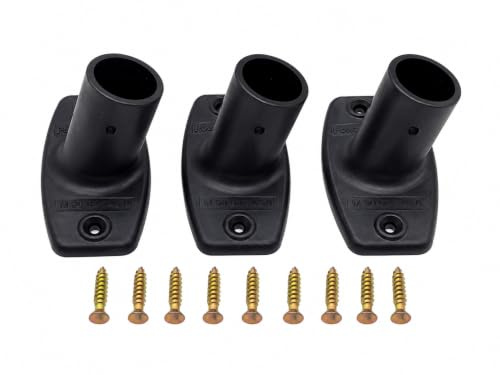 BaWoTec 3 x Kunststoffstielhalter 24 mm, Stielhalter für handelsübliche Besenstiele Ø 24 mm - 26 mm, Besenstielhalterung inkl. Schrauben