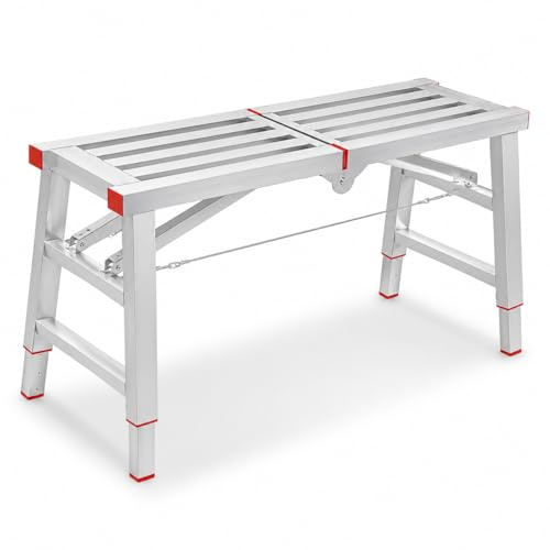 Plataforma de trabajo plegable, tabla de andamio ajustable para escaleras, corte de setos, lavado de vehículos, 200 x 40 cm, diseño versátil y resistente