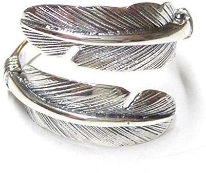 Silberschmuck - BG Ring Silber, Bandring offen, Motiv Seelenfeder Sterlingsilber, Größe 58 größenvariabel, Unisex