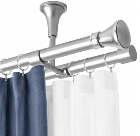 Rollmayer Gardinenstange Ø19mm 200cm Chrom Matt 2-läufig | Deckenbefestigung, mit Prince im Silber, ohne Ringe, für Schlafzimmer und Büro