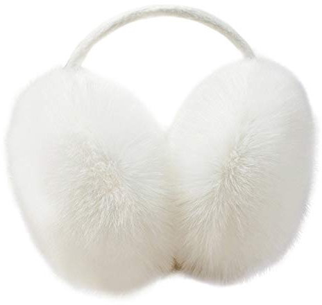 JIHUOO Women Winter Outdoor Plush EarMuffs Faux Fur Adjustable Ear Warmers White
