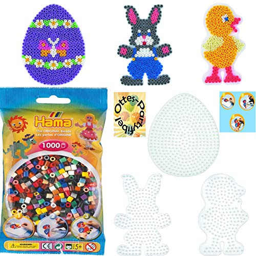 HHO HAMA Stiftplatten-Set midi Ostern Osterei + Küken + Häschen + 1000 Bügelperlen #4