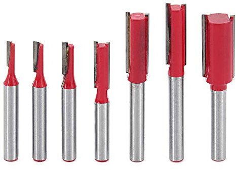 DingGreat 7Pcs Fraise droite à queue de 6 mm, Fraise à Bois Routeur à Coupe Droite Flush Trim Pattern Router Pour le Travail du Bois