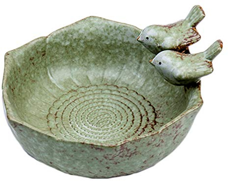HEMOTON 1pièce Mangeoire à Oiseaux Céramique Coupelle Décorative pour Jardin Et Terrasse Nid pour Oiseaux Design Et Réutilisable Vert